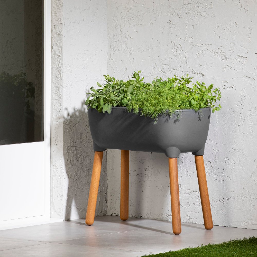 Dalya Dark Gray Raised Planter - South Shore