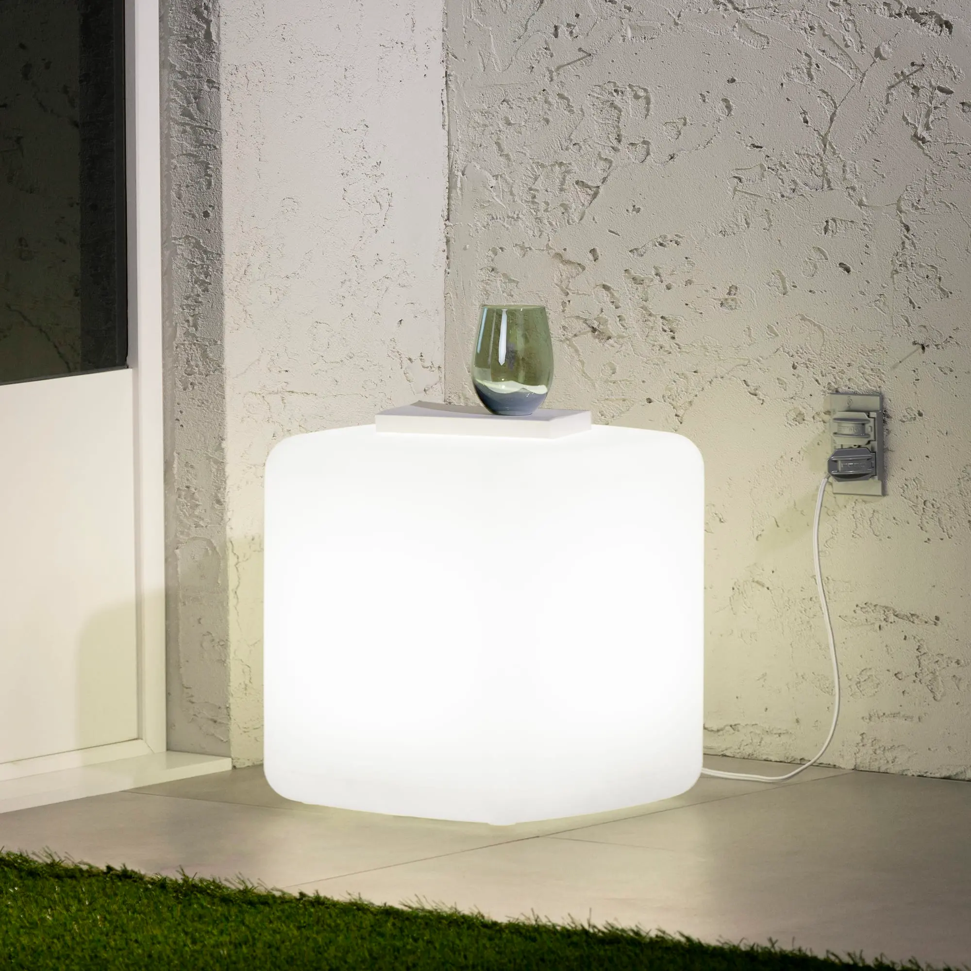Dalya White Lighted Side Table - South Shore
