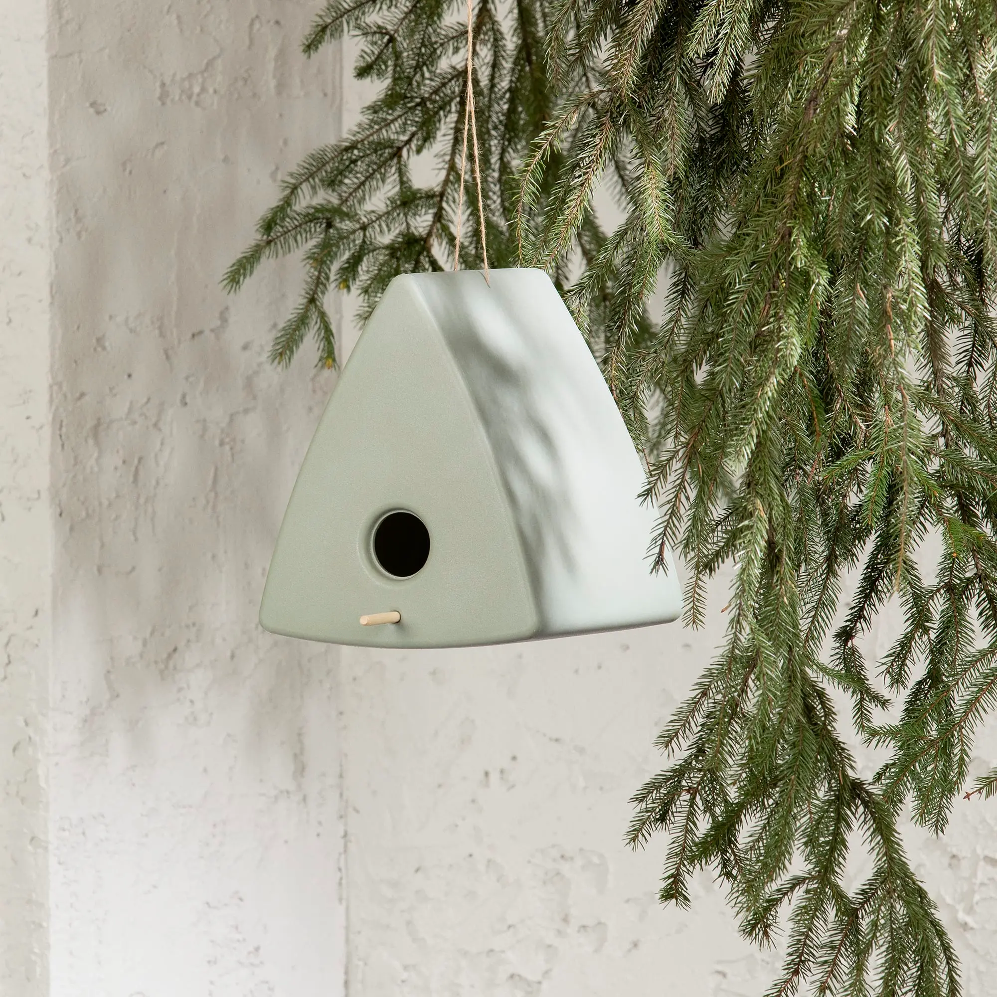 Dalya Sage Green Triangle Decorative Birdhouse - South Shore