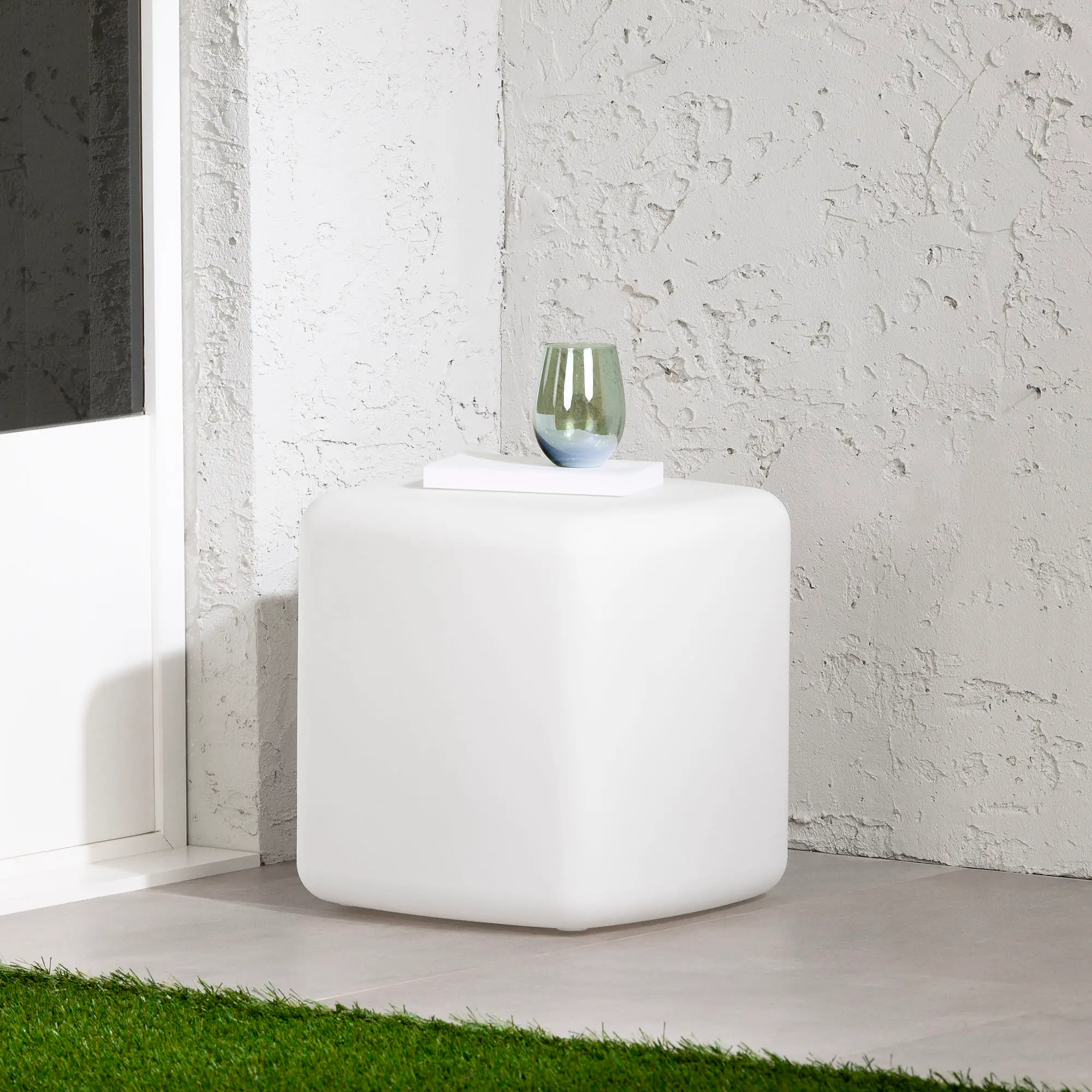 Dalya White Outdoor Side Table with Rounded Corners - South Shore