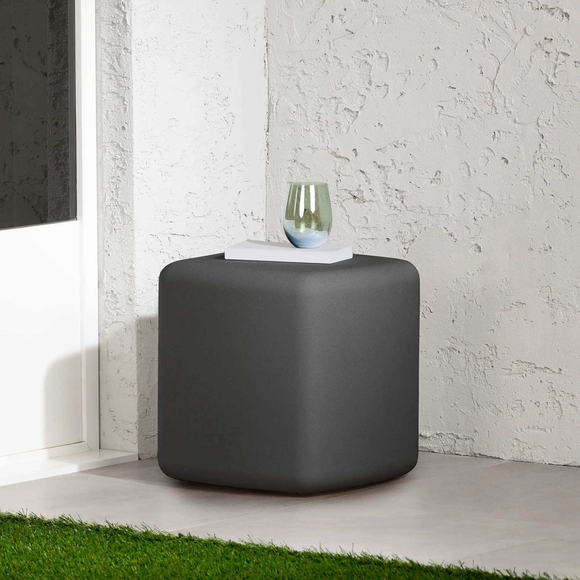Dalya Dark Gray Outdoor Side Table with Rounded Corners - South Shore
