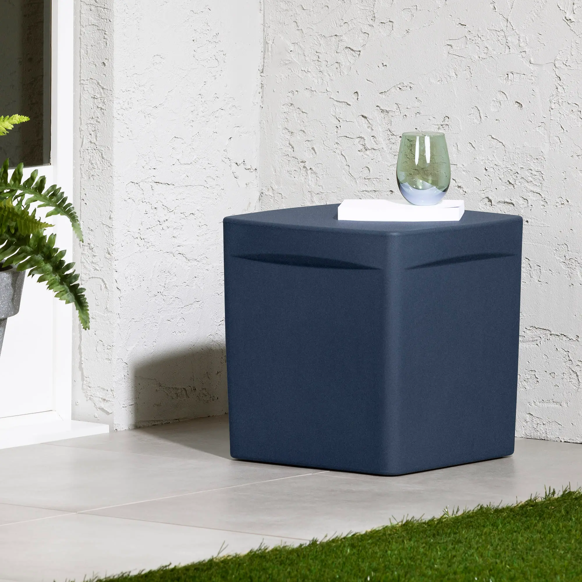 Dalya Blue Square Outdoor Side Table - South Shore