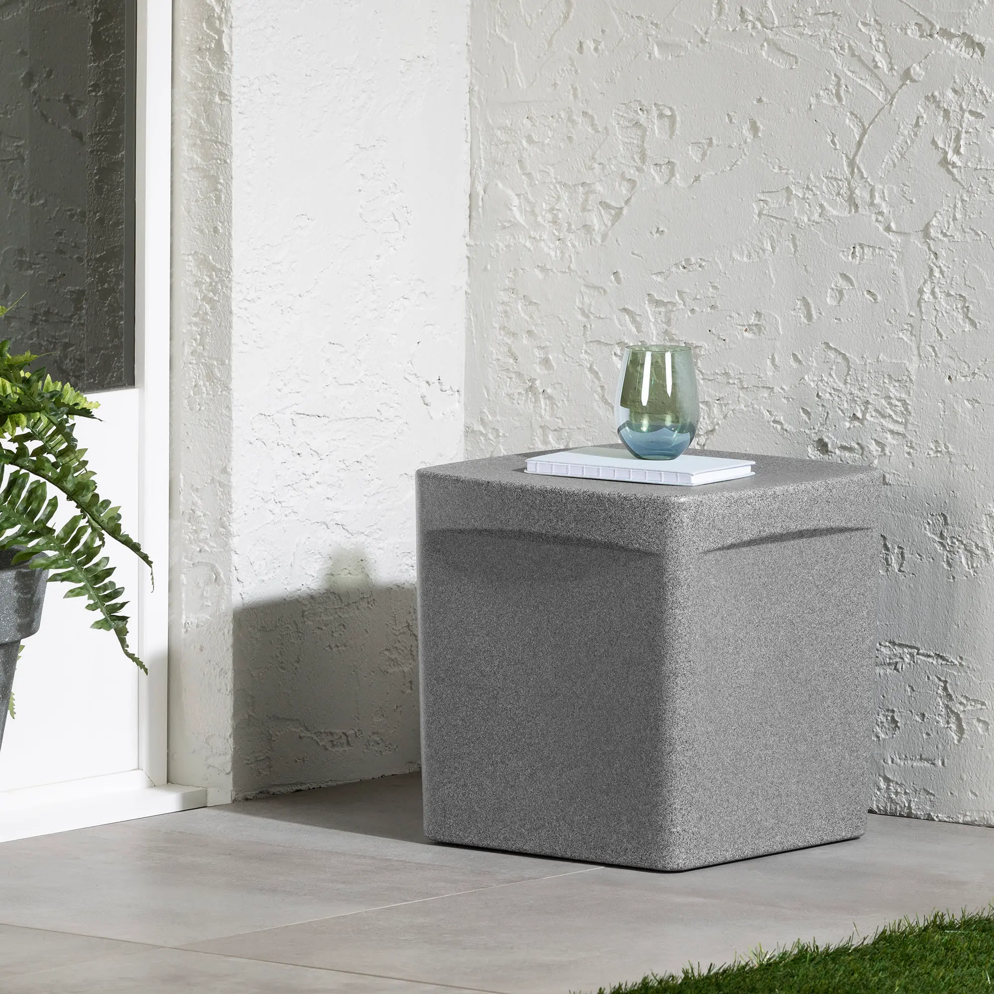 Dalya Mottled Gray Square Outdoor Side Table - South Shore