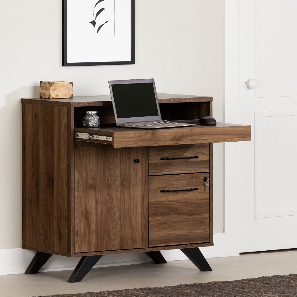 Flam Dark Brown Multi-Function Secretary Desk