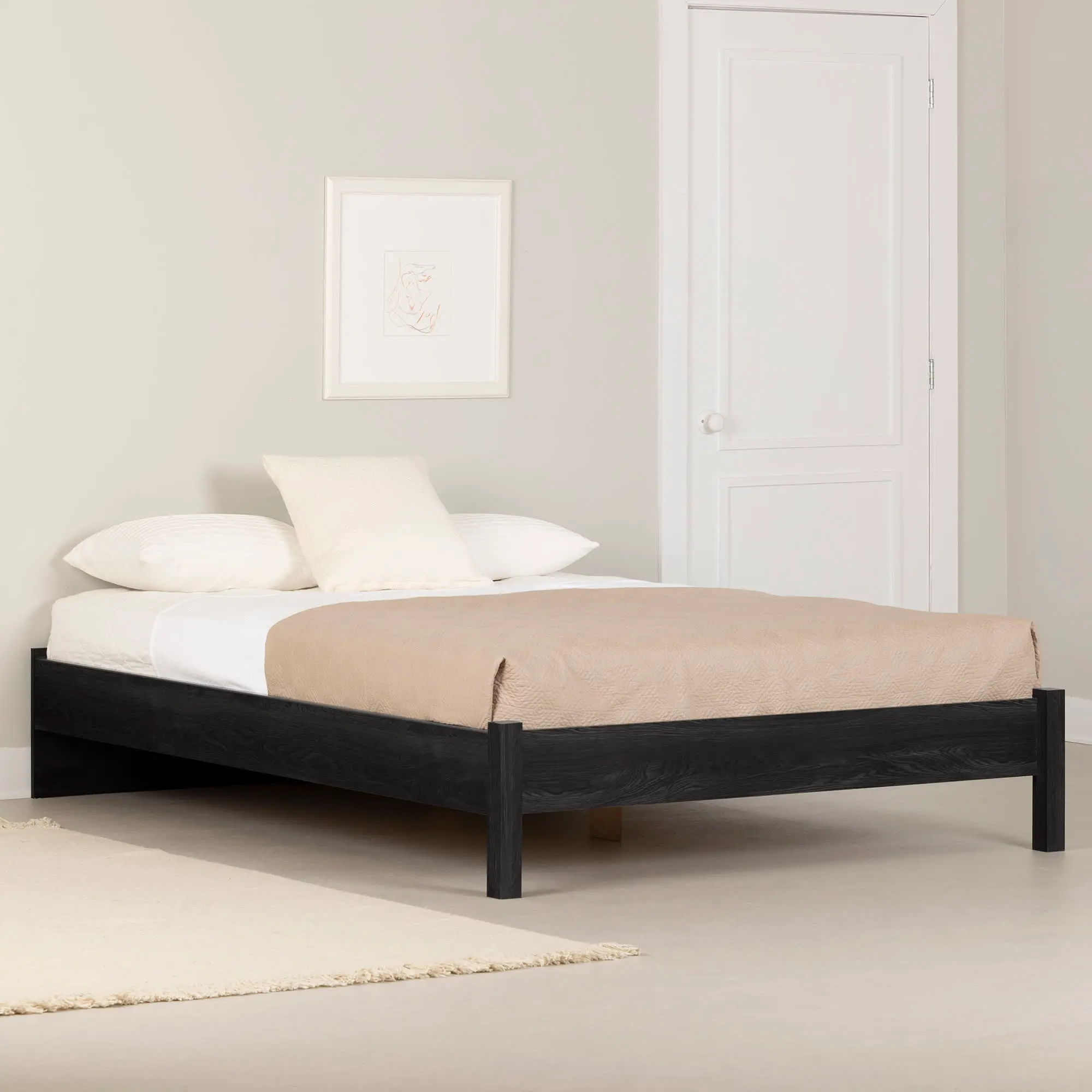 Holland Gray Oak Queen Platform Bed - South Shore