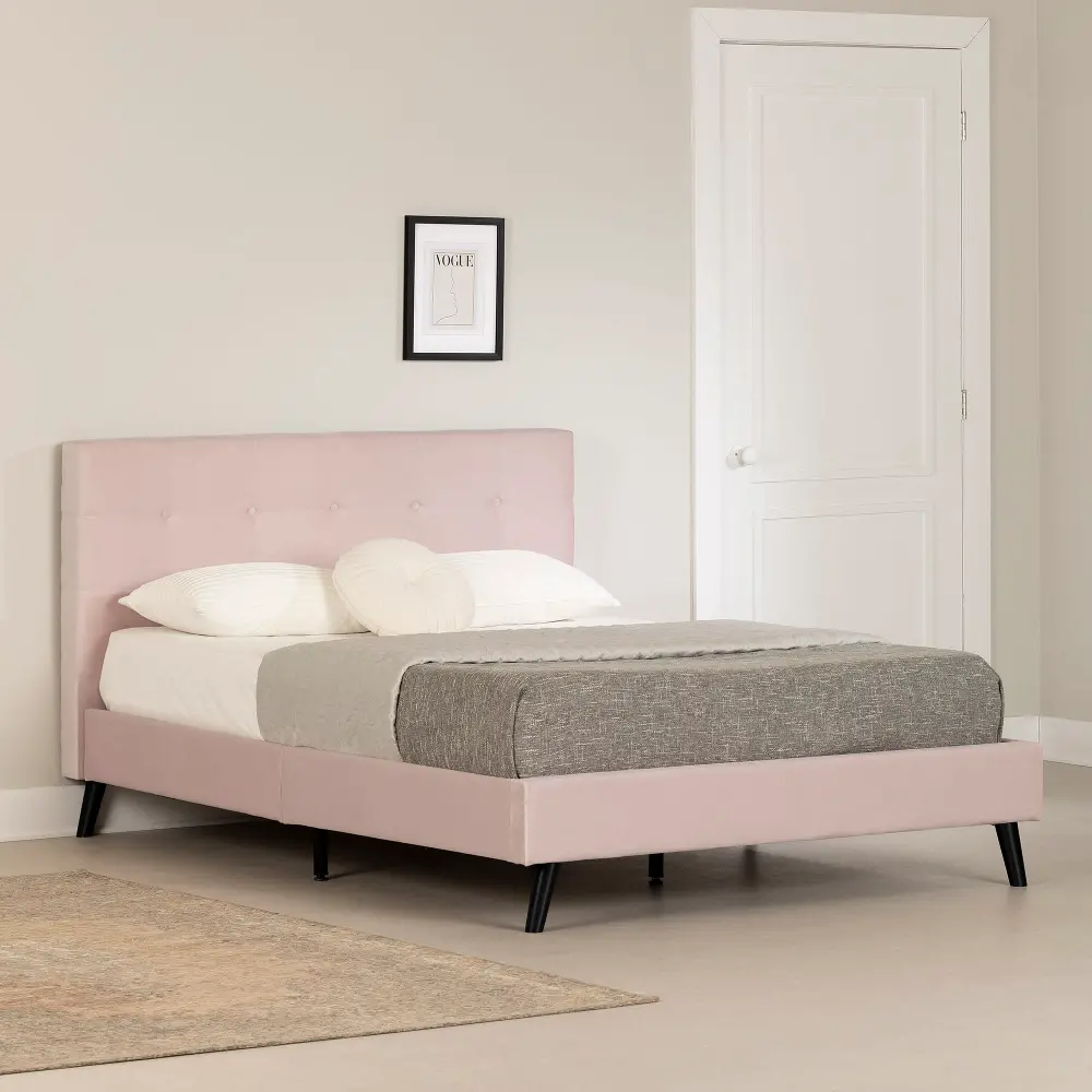 13739 Maliza Pale Pink Full Upholstered Platform Bed - South Shore-1