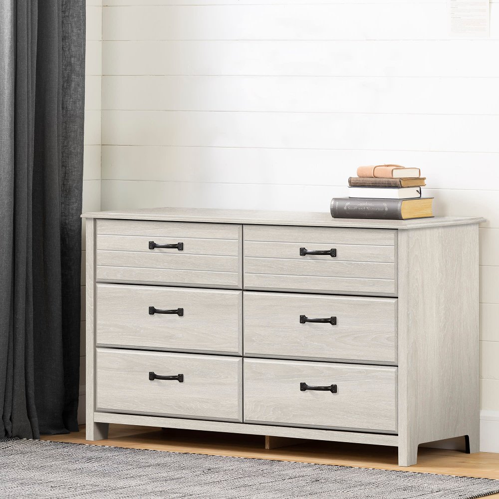 Ulysses Gray Oak 6-Drawer Double Dresser - South Shore