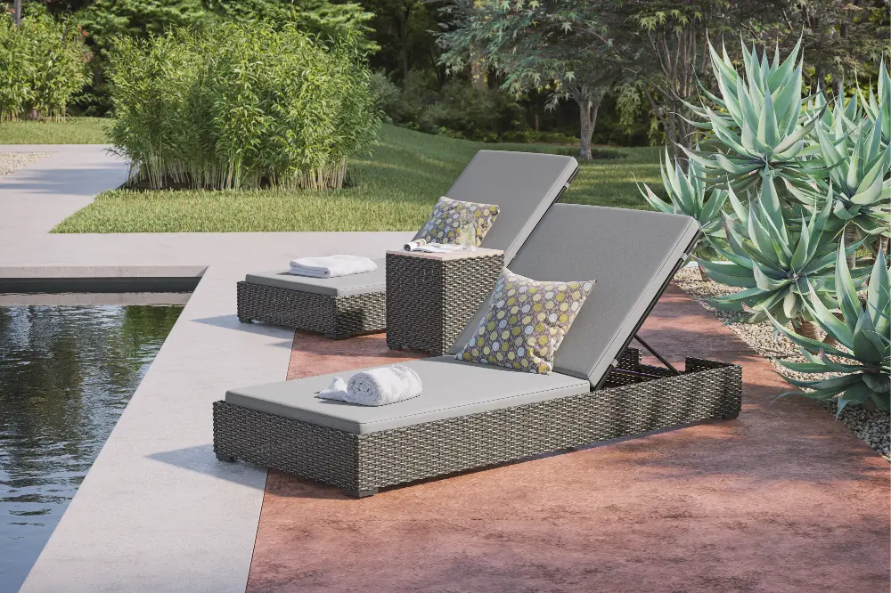 6801-83D-T Boca Raton Gray Outdoor Chaise Lounge Set-1