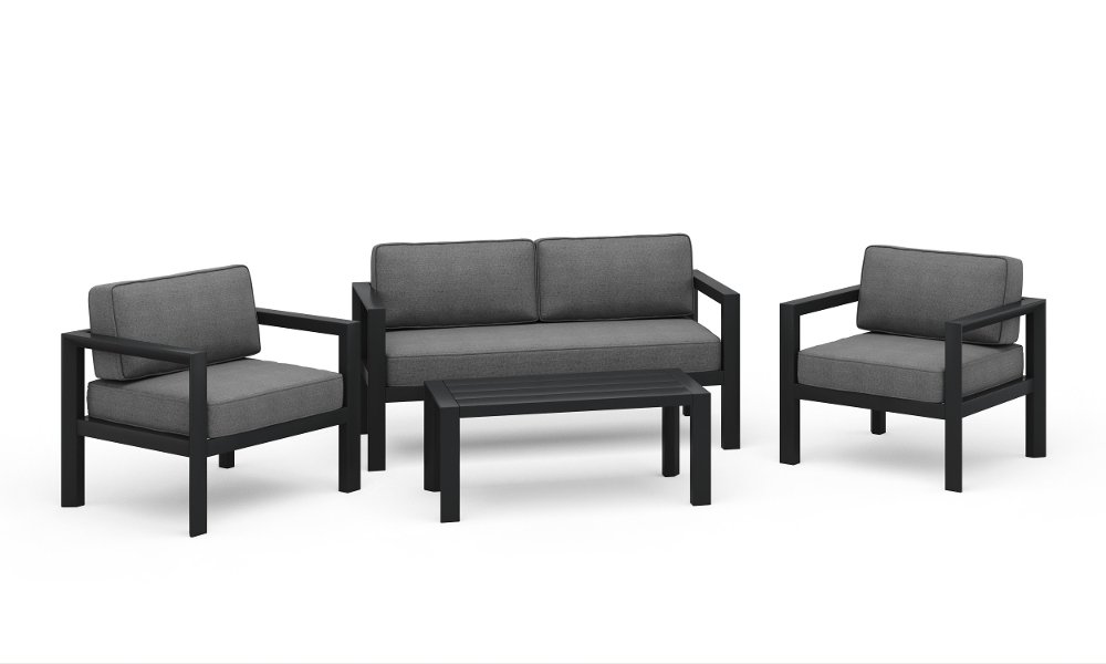 Grayton Gray Outdoor Aluminum 4 Piece Loveseat Set