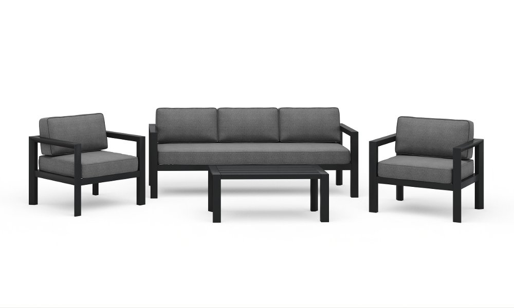 Grayton Gray Outdoor Aluminum 4 Piece Sofa Set