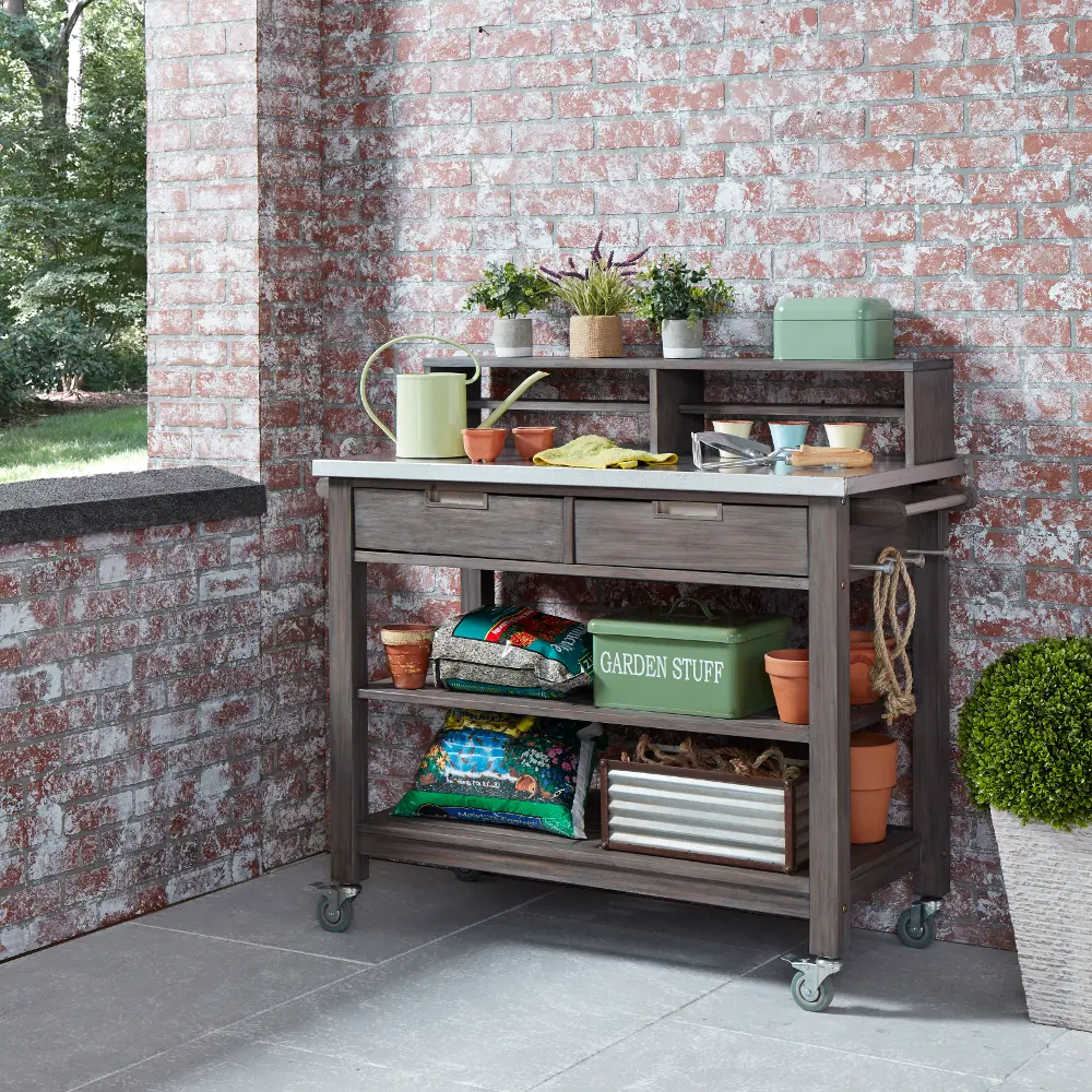 5664-91 Maho Gray Potting Bench by Homestyles-1