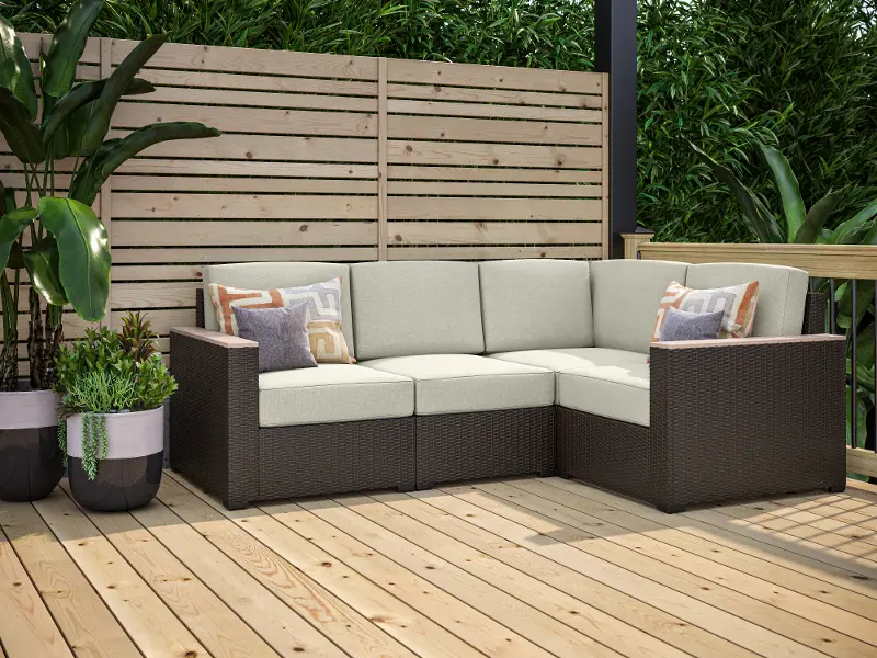 Palm Springs Brown Outdoor 4 Seat Sectional | RC Willey