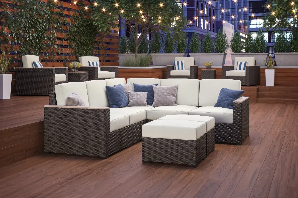 6800-41 Palm Springs Brown Outdoor 5 Seat Sectional-1