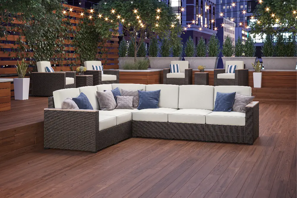 6800-42 Palm Springs Brown Outdoor 6 Seat Sectional-1