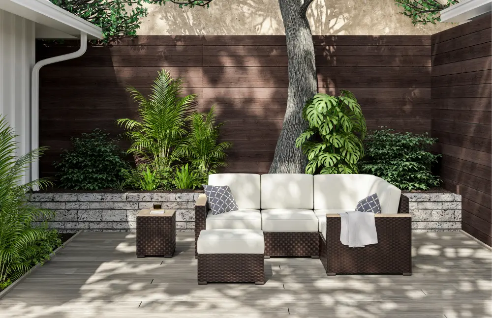 6800-49-T Palm Springs Brown Outdoor 4 Seat Sectional with Ottoman-1