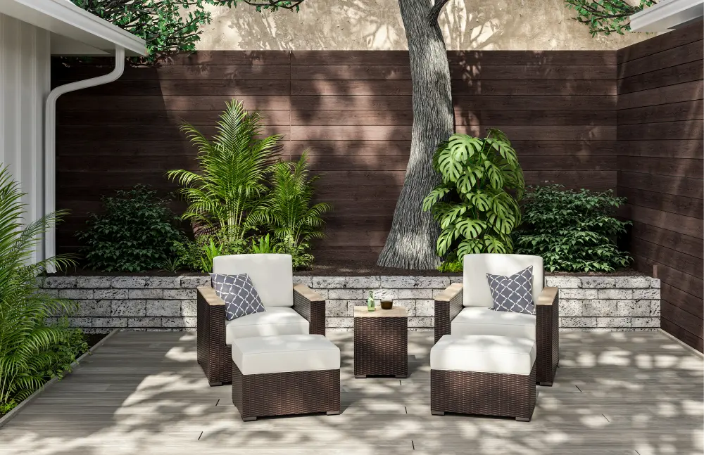 6800-119D-T Palm Springs Brown 5 Piece Outdoor Arm Chair Set-1