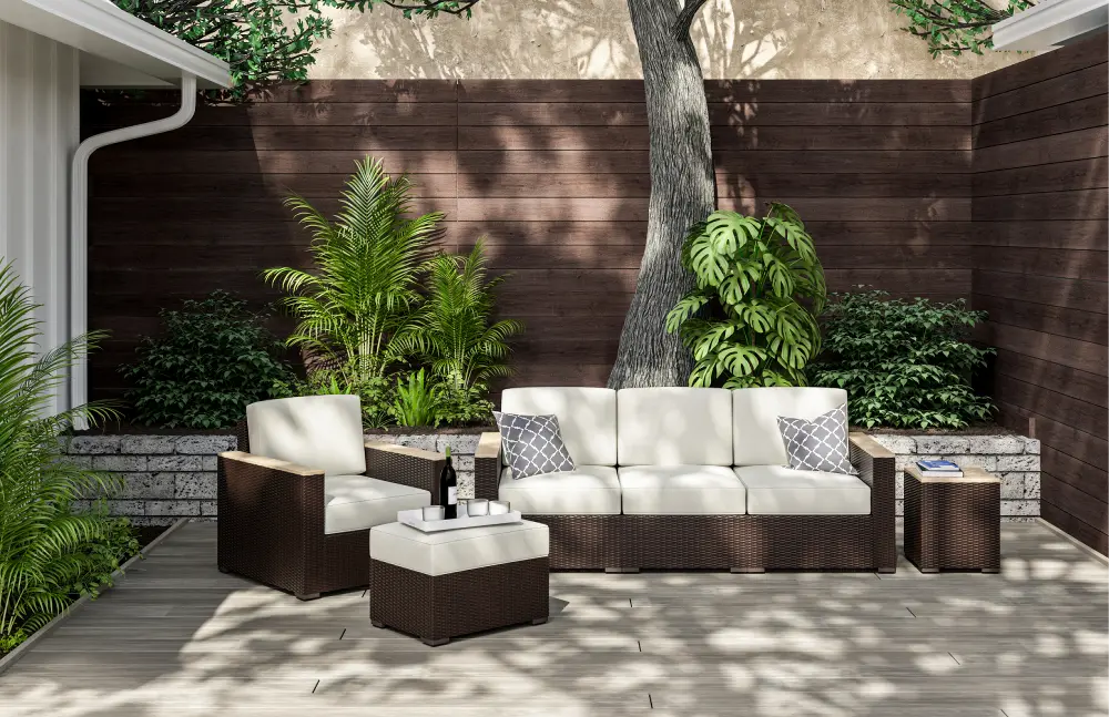 6800-3119-T Palm Springs Brown Outdoor Sofa Set with One Arm Chair-1