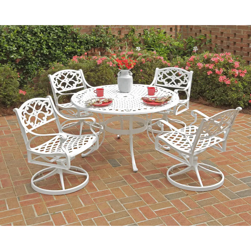 Sanibel 42  White 5 Piece Outdoor Dining Set with Swivel Chairs-1