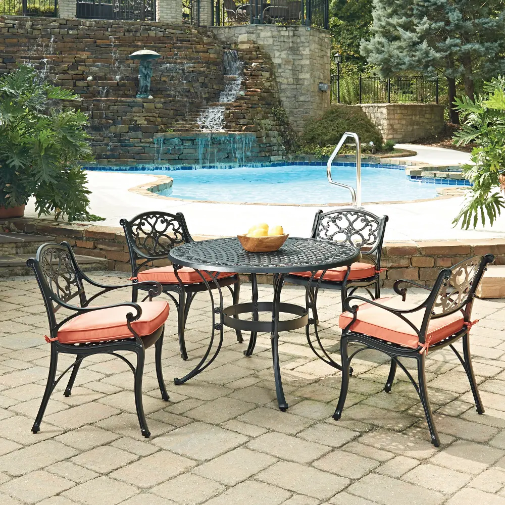 6654-308C Sanibel 42  Black 5 Piece Outdoor Dining Set-1