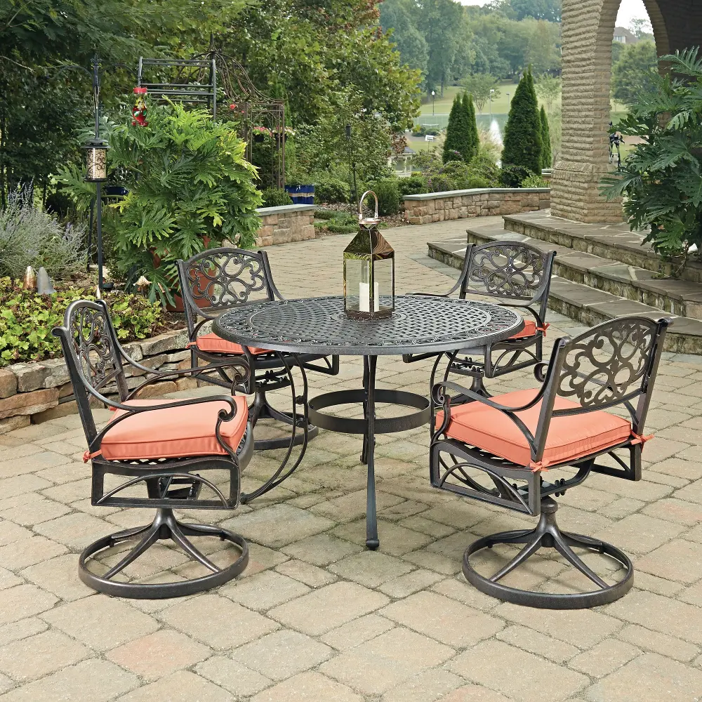 6655-325C Sanibel 48  Bronze 5 Piece Outdoor Dining Set with Swivel Chairs-1