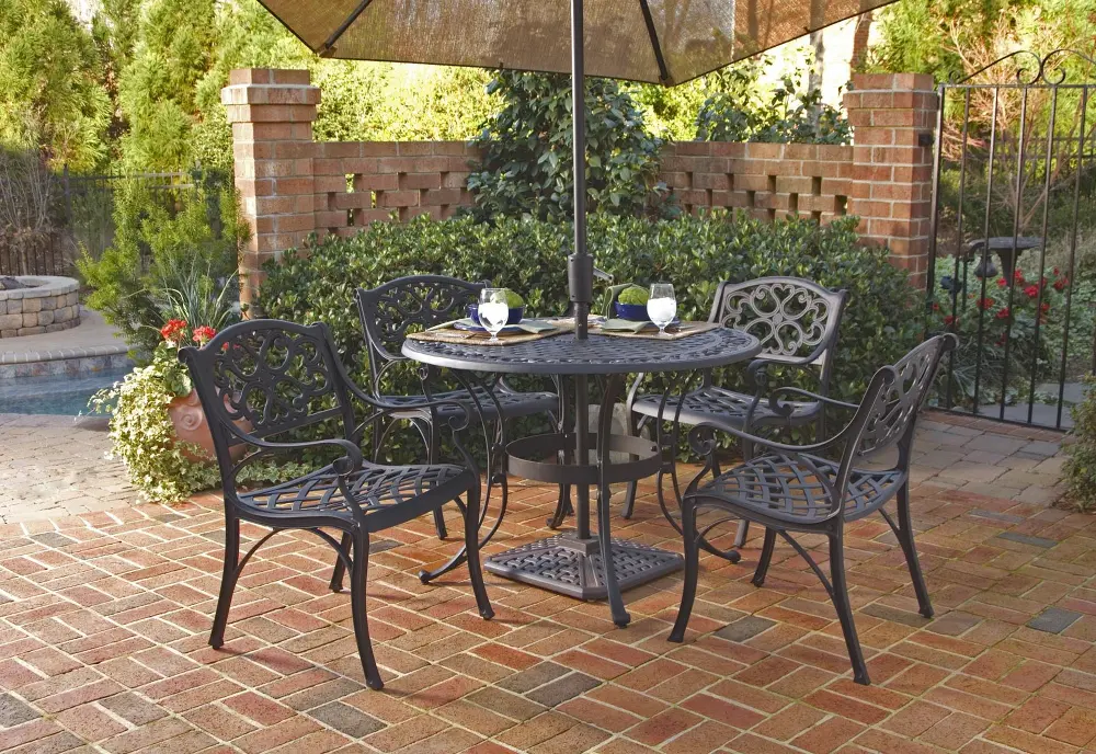 6654-308 Sanibel 42  Black 5 Piece Outdoor Dining Set-1