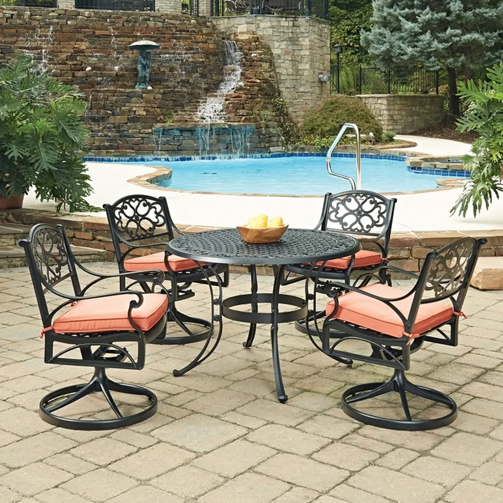6654-305C Sanibel 42  Black 5 Piece Outdoor Dining Set with Swivel Chairs-1