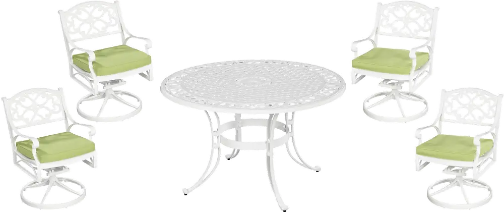 6652-325C Sanibel 48  White 5 Piece Outdoor Dining Set with Swivel Chairs-1