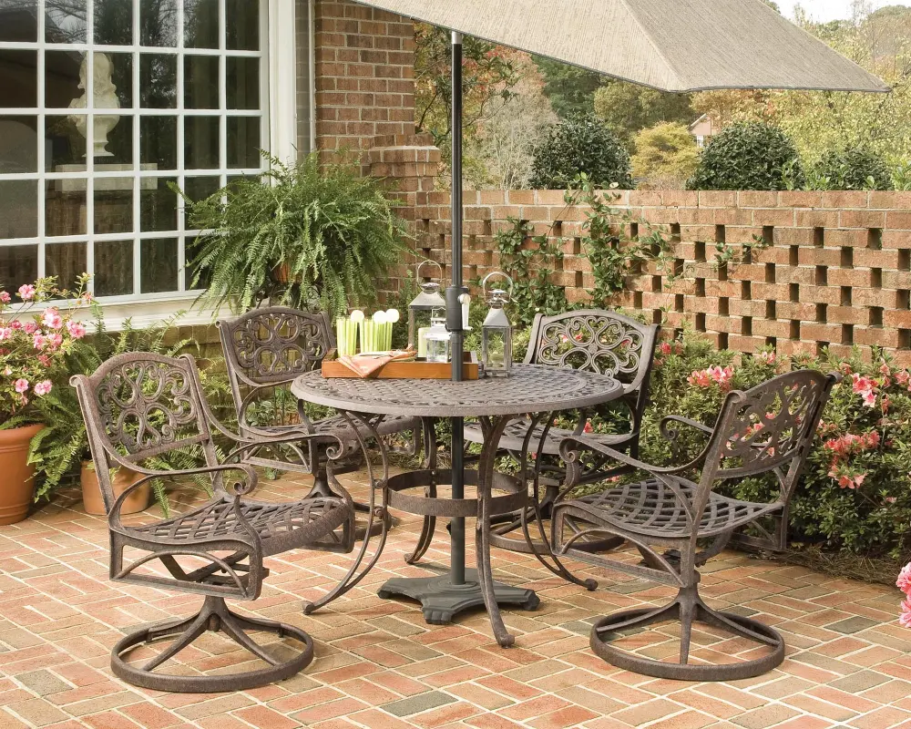 6655-305 Sanibel 42  Bronze 5 Piece Outdoor Dining Set with Swivel Chairs-1