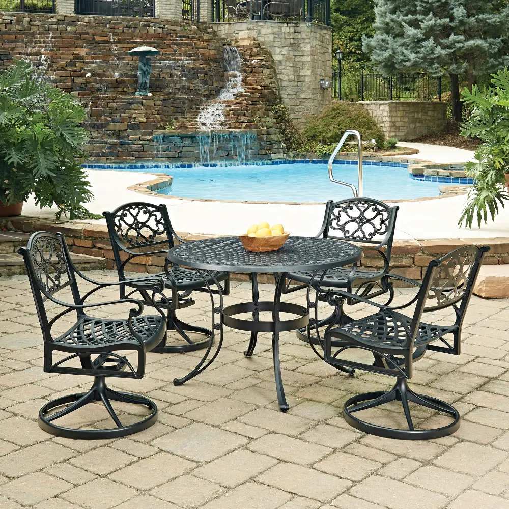 6654-305 Sanibel 42  Black 5 Piece Outdoor Dining Set-1