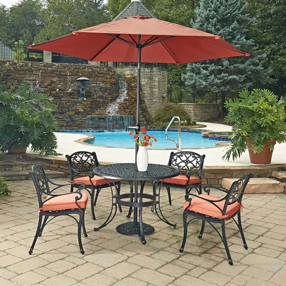 6654-3086C Sanibel 42  Black 6 Piece Outdoor Dining Set-1