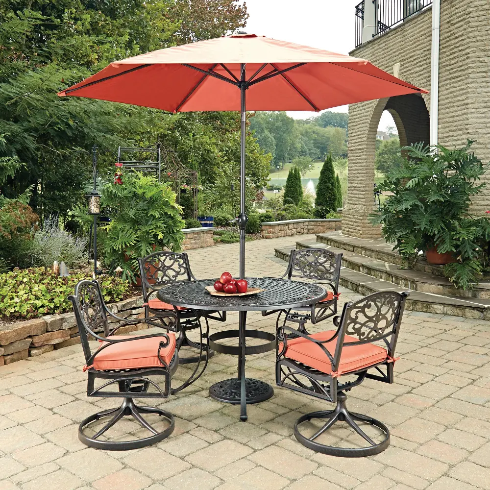 6655-3256C Sanibel 48  Bronze 6 Piece Outdoor Dining Set with Swivel Chairs-1
