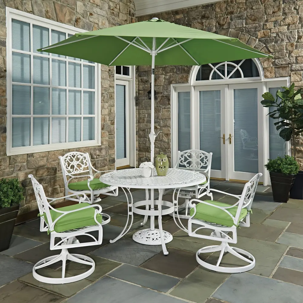 6652-3256C Sanibel 48  White 6 Piece Outdoor Dining Set with Swivel Chairs-1
