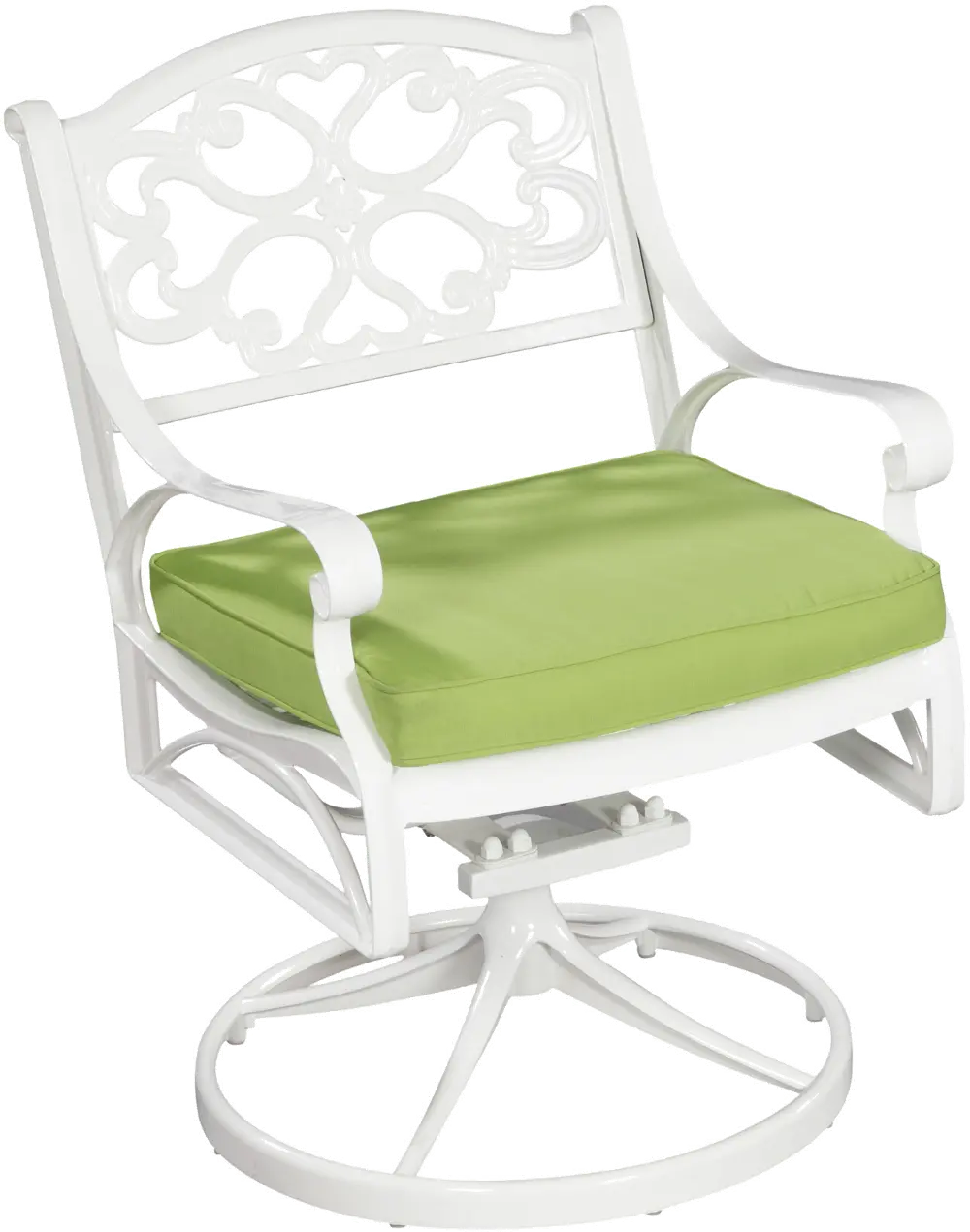6652-53C Sanibel White Outdoor Swivel Chair with Green Cushions-1