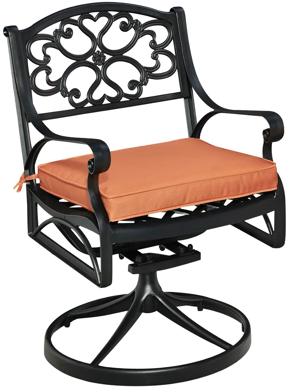 6654-53C Sanibel Black Outdoor Swivel Rocking Chair with Cushions-1