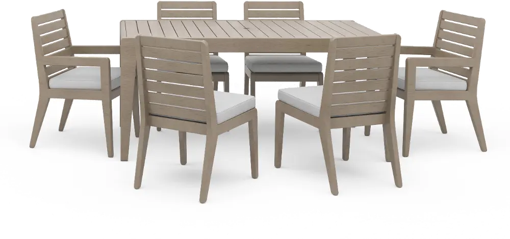 5675-318180Q Sustain Brown 7 Piece Outdoor Dining Table with Armchairs-1