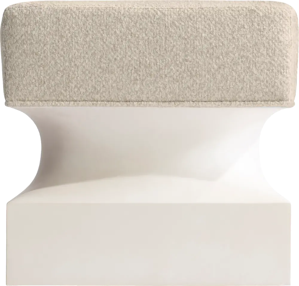 Aventura White Stone and Sand Upholstered Bench-1