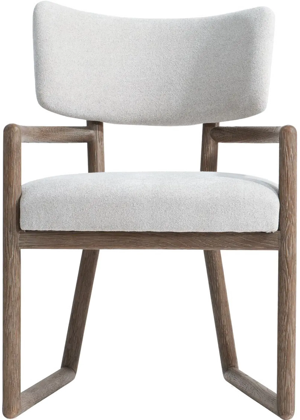 Casa Paros Off-White and Brown Upholstered Dining Arm Chair-1