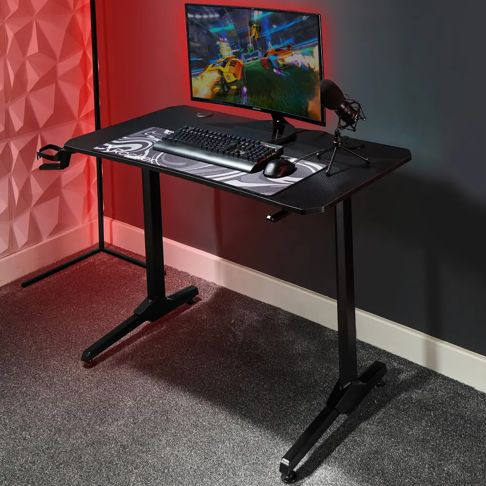 X Rocker Gray Gaming Desk with XL Mousepad and Game Holder-1