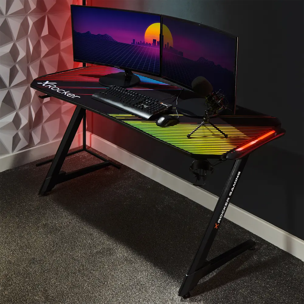 X Rocker Multi-Color Gaming Desk with XL Mousepad and Game Holder-1