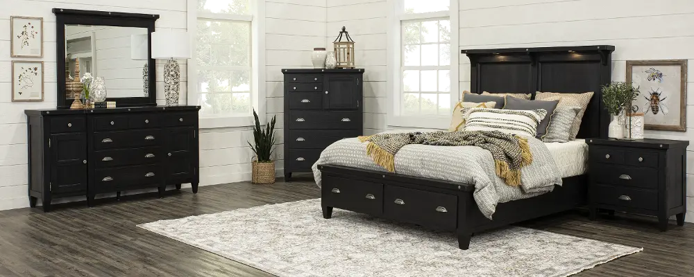 Sierra Obsidian Black 4 Piece Queen Bedroom Set-1