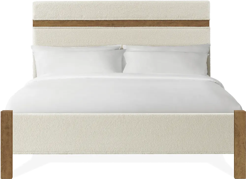 Bozeman Off White and Brown Queen Upholstered Bed-1