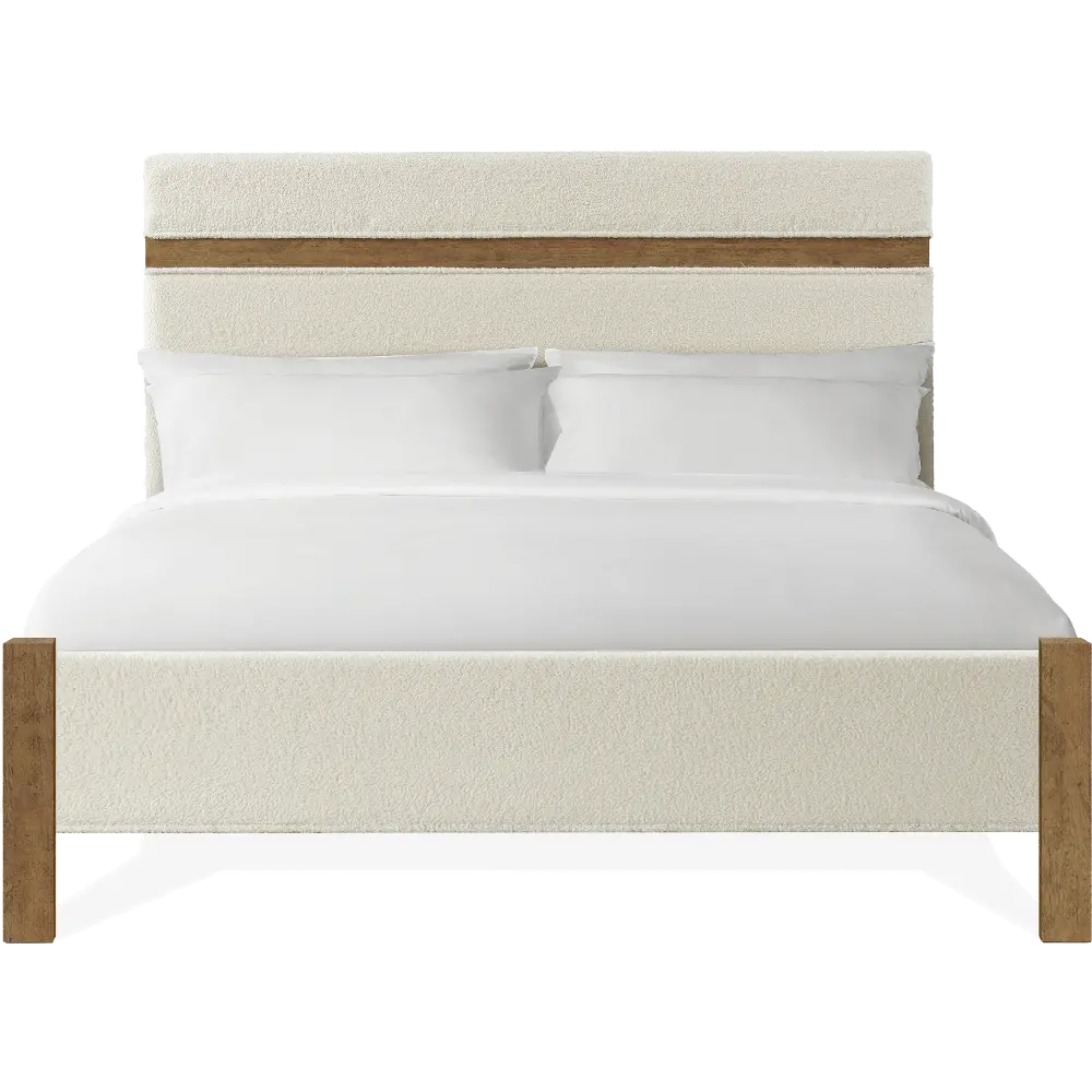 Bozeman Off White and Brown Queen Upholstered Bed-1