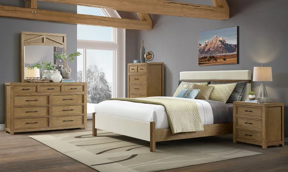 Bozeman Off-White and Brown 4 Piece King Bedroom Set-1