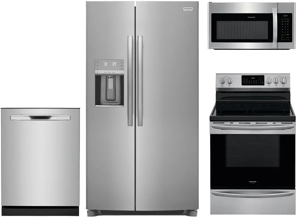 .FRG-2352-FPS-4PCELE Frigidaire 4 Piece Electric Kitchen Appliance Package - Stainless Steel CD2352-1