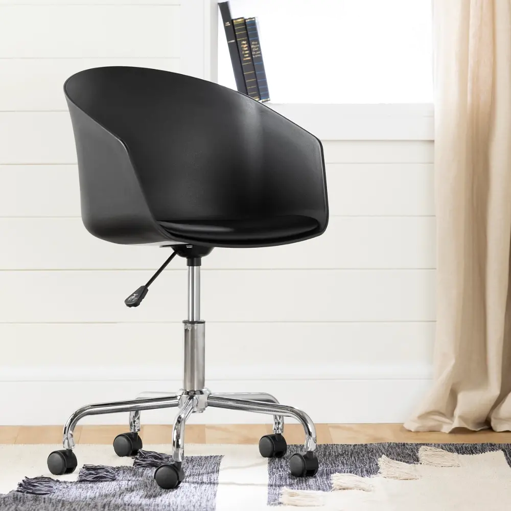 100411 Flam Black Swivel Office Chair - South Shore-1