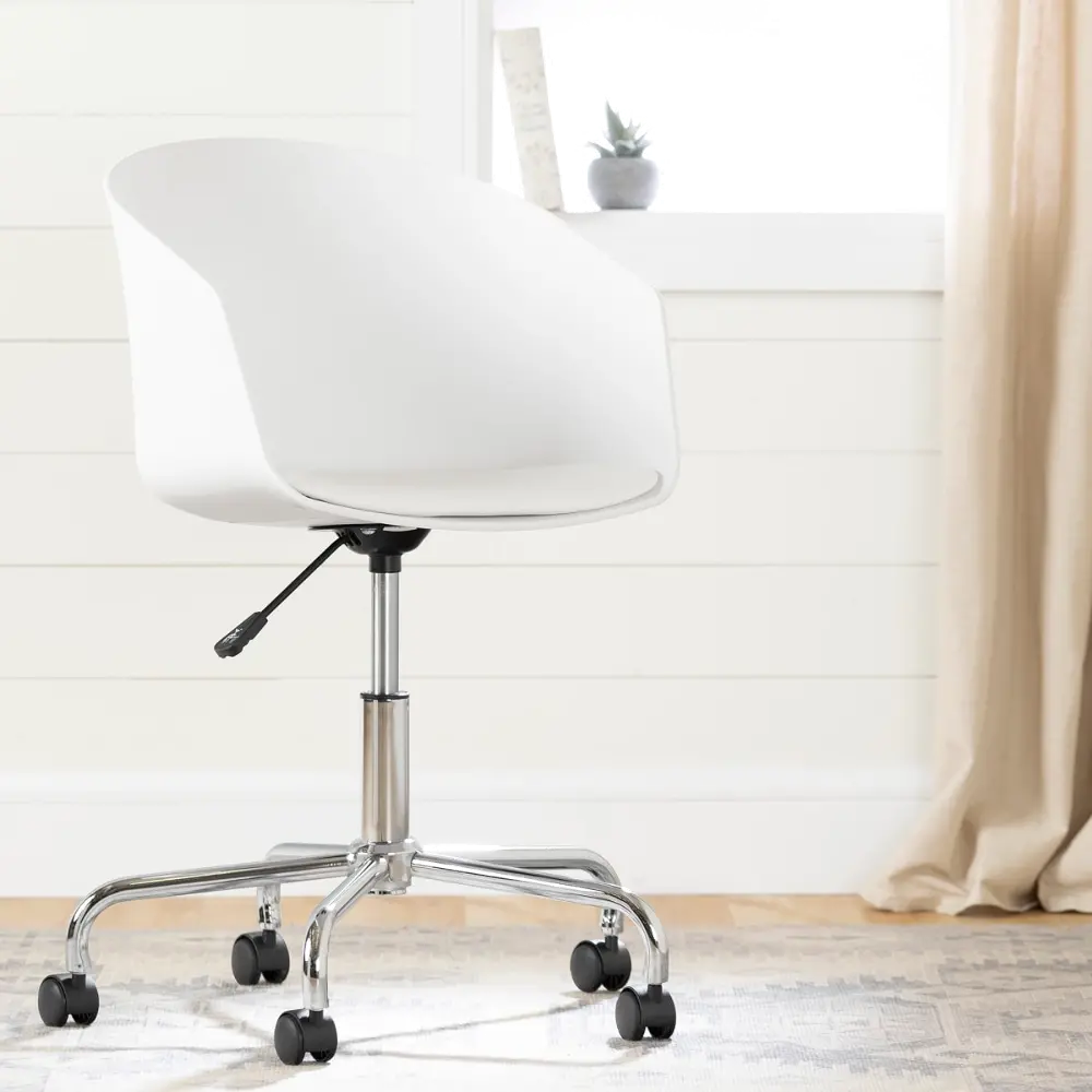 100407 Flam White Swivel Office Chair - South Shore-1
