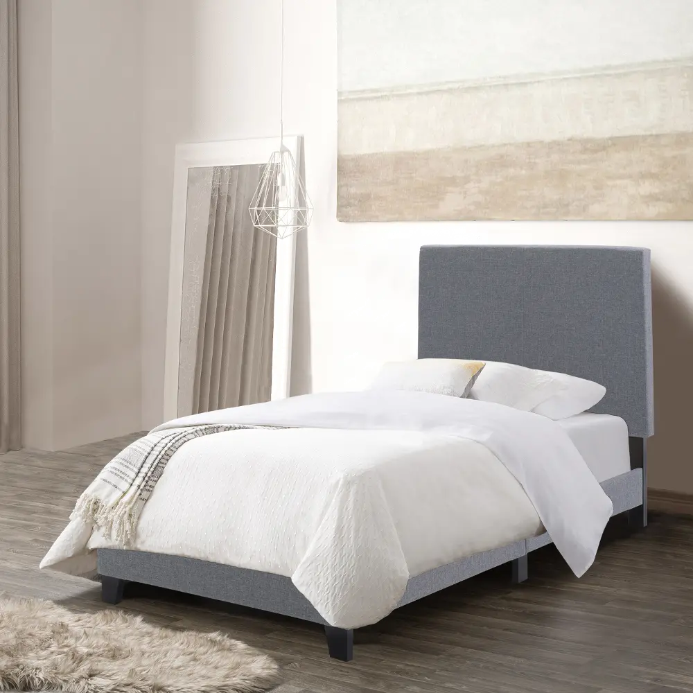 Juniper Gray Fabric Upholstered Twin Bed-1