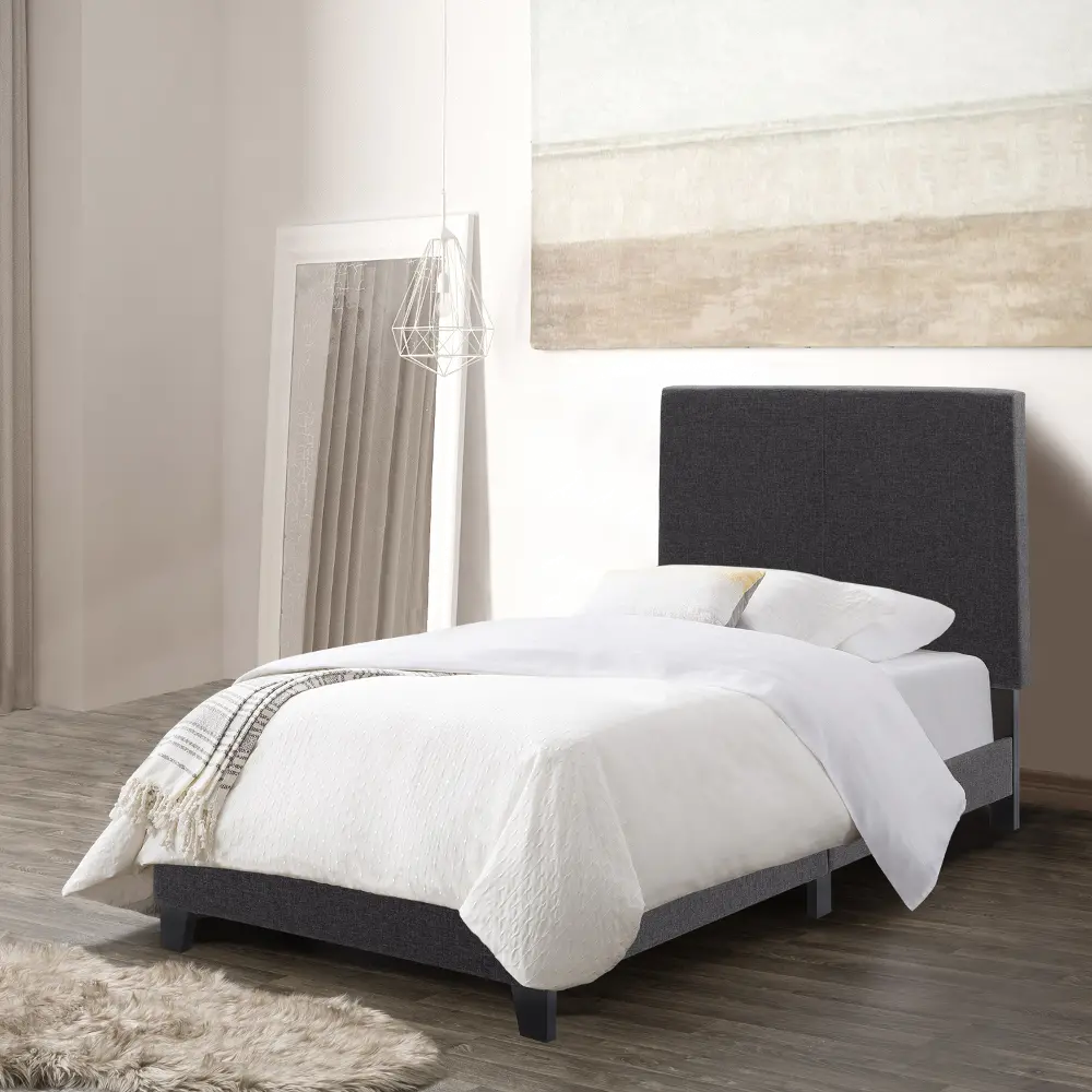 Juniper Charcoal Fabric Upholstered Twin Bed-1