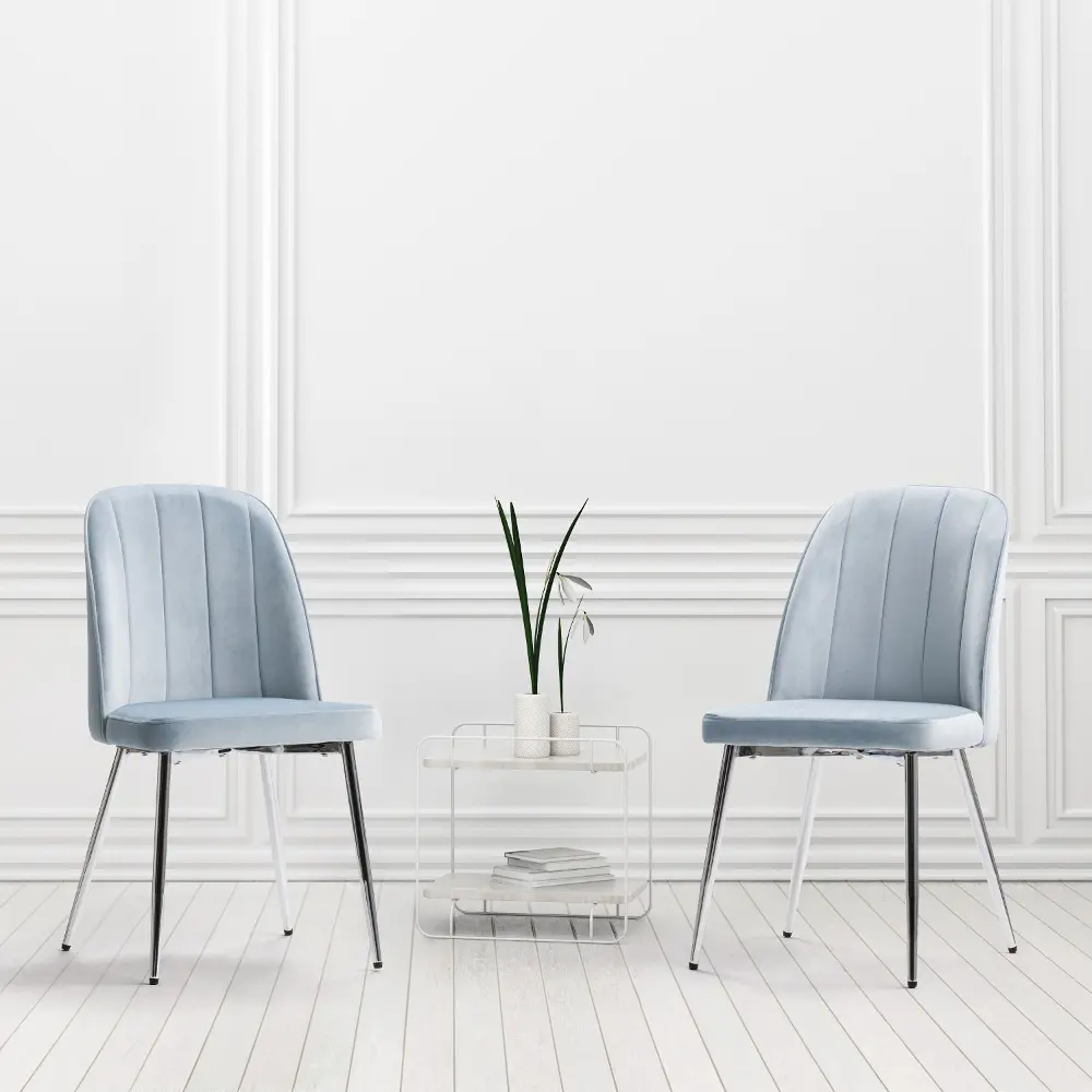 Nash Blue Velvet Tufted Side Chair, Set of 2-1