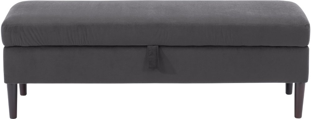 Perry Dark Gray Velvet Storage Ottoman